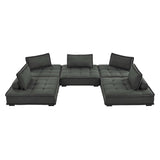 Saunter Tufted Fabric Fabric 5-Piece Sectional Sofa