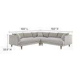 Zoya Down Filled Overstuffed 3 Piece Sectional Sofa