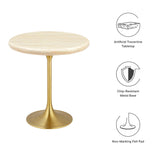 Lippa 20" Round Artificial Travertine  Side Table