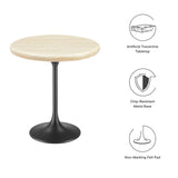 Lippa 20" Round Artificial Travertine  Side Table