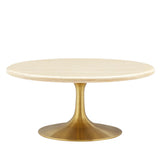 Lippa 36Ó Round Artificial Travertine  Coffee Table