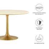 Lippa 48" Round Artificial Travertine  Dining Table