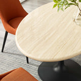 Lippa 60Ó Oval Artificial Travertine  Dining Table