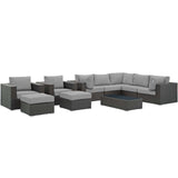 Sojourn 10 Piece Outdoor Patio Sunbrella¨ Sectional Set