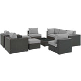 Sojourn 10 Piece Outdoor Patio Sunbrella¨ Sectional Set