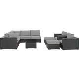 Sojourn 10 Piece Outdoor Patio Sunbrella¨ Sectional Set