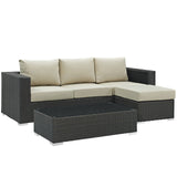 Sojourn 3 Piece Outdoor Patio Sunbrella¨ Sectional Set