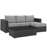 Sojourn 3 Piece Outdoor Patio Sunbrella¨ Sectional Set