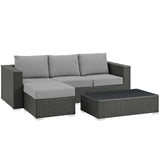 Sojourn 3 Piece Outdoor Patio Sunbrella¨ Sectional Set