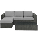 Sojourn 3 Piece Outdoor Patio Sunbrella¨ Sectional Set