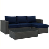 Sojourn 3 Piece Outdoor Patio Sunbrella¨ Sectional Set