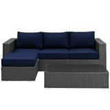 Sojourn 3 Piece Outdoor Patio Sunbrella¨ Sectional Set