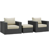 Sojourn 3 Piece Outdoor Patio Sunbrella¨ Sectional Set