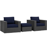 Sojourn 3 Piece Outdoor Patio Sunbrella¨ Sectional Set