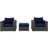 Sojourn 3 Piece Outdoor Patio Sunbrella¨ Sectional Set