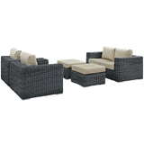 Summon 5 Piece Outdoor Patio Sunbrella¨ Sectional Set