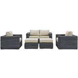 Summon 5 Piece Outdoor Patio Sunbrella¨ Sectional Set