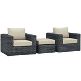 Summon 3 Piece Outdoor Patio Sunbrella¨ Sectional Set