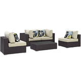 Convene 5 Piece Outdoor Patio Sectional Set