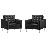 Loft Tufted Vegan Leather Armchairs - Set of 2