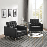 Loft Tufted Vegan Leather Armchairs - Set of 2