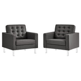 Loft Tufted Vegan Leather Armchairs - Set of 2