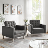 Loft Tufted Vegan Leather Armchairs - Set of 2