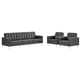 Loft Tufted Vegan Leather 3-Piece Furniture Set