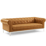 Idyll Tufted Upholstered Leather Sofa and Armchair Set