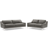 Harness Stainless Steel Base Leather Sofa and Loveseat Set