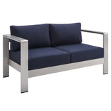 Shore Sunbrella� Fabric Aluminum Outdoor Patio Loveseat