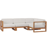 Upland Outdoor Patio Teak Wood 4-Piece Sectional Sofa Set