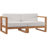 Upland Outdoor Patio Teak Wood 2-Piece Sectional Sofa Loveseat