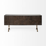 Brown Solid Mango Wood Finish Sideboard With 4 Cabinet Doors