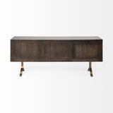 Brown Solid Mango Wood Finish Sideboard With 4 Cabinet Doors