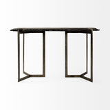 Rectangular Black Live Edge Slate Console Table With Double Pedestal Base