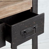 Rectangular Black Live Edge Slate Console Table With Double Pedestal Base