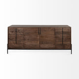 Brown Solid Wood Sideboard With 6 Drawers And 2 Cabinet Doors