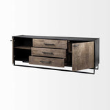 Brown Solid Mango Wood Finish Sideboard With 4 Door Cabinets