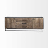 Brown Solid Mango Wood Finish Sideboard With 3 Drawers And 2 Cabinet Doors