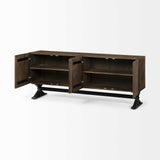 Light Brown Solid Mango Wood Finish Sideboard With 4 Cabinet Doors