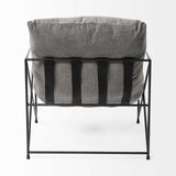 30" Gray And Black Linen Arm Chair