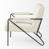 31" Off White And Brown Cotton Blend Arm Chair