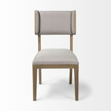 Set Of Two Light Gray And Brown Upholstered Fabric Open Back Side Chairs