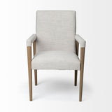 Cream Fabric Wrap With Brown Wood Frame Dining Chair