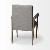 Grey Fabric Wrap With Brown Wooden Frame Dining Chair