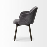 Grey Velvet Wrap With Black Wooden Base Dining Chair