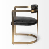 Black Leather Seat With Gold Iron Frame Dining Chair