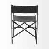 Black Leather With Black Iron Frame Dining Chair