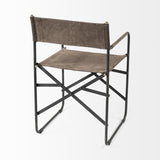 Brown Leather With Black Iron Frame Dining Chair